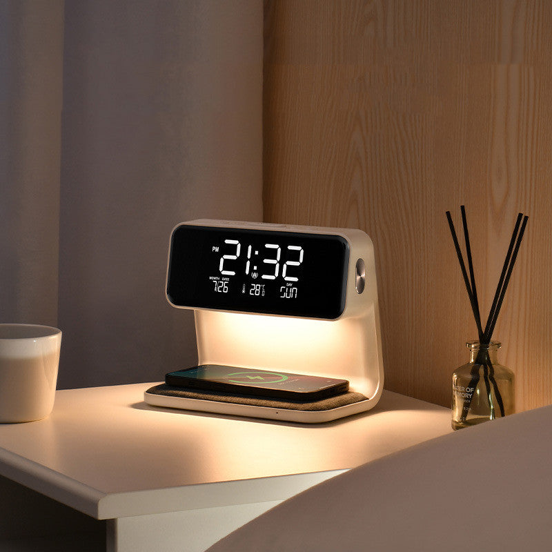 3 In 1 Bedside Lamp Wireless Charging LCD Screen Alarm Clock & Wireless Phone Charger